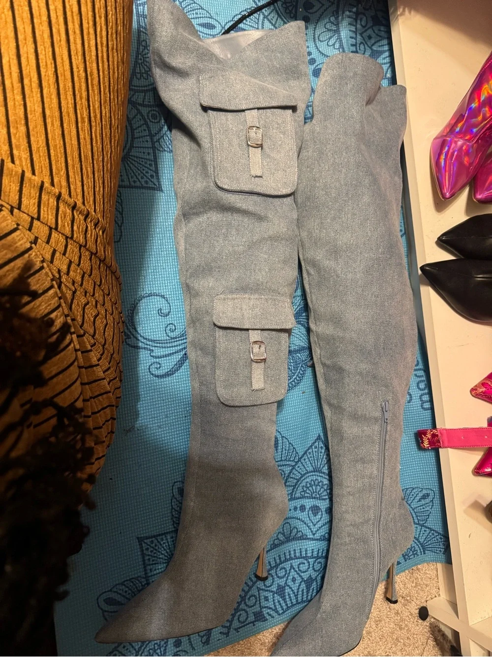 Steve Madden Powder Blue Over-the-Knee Stiletto Boots